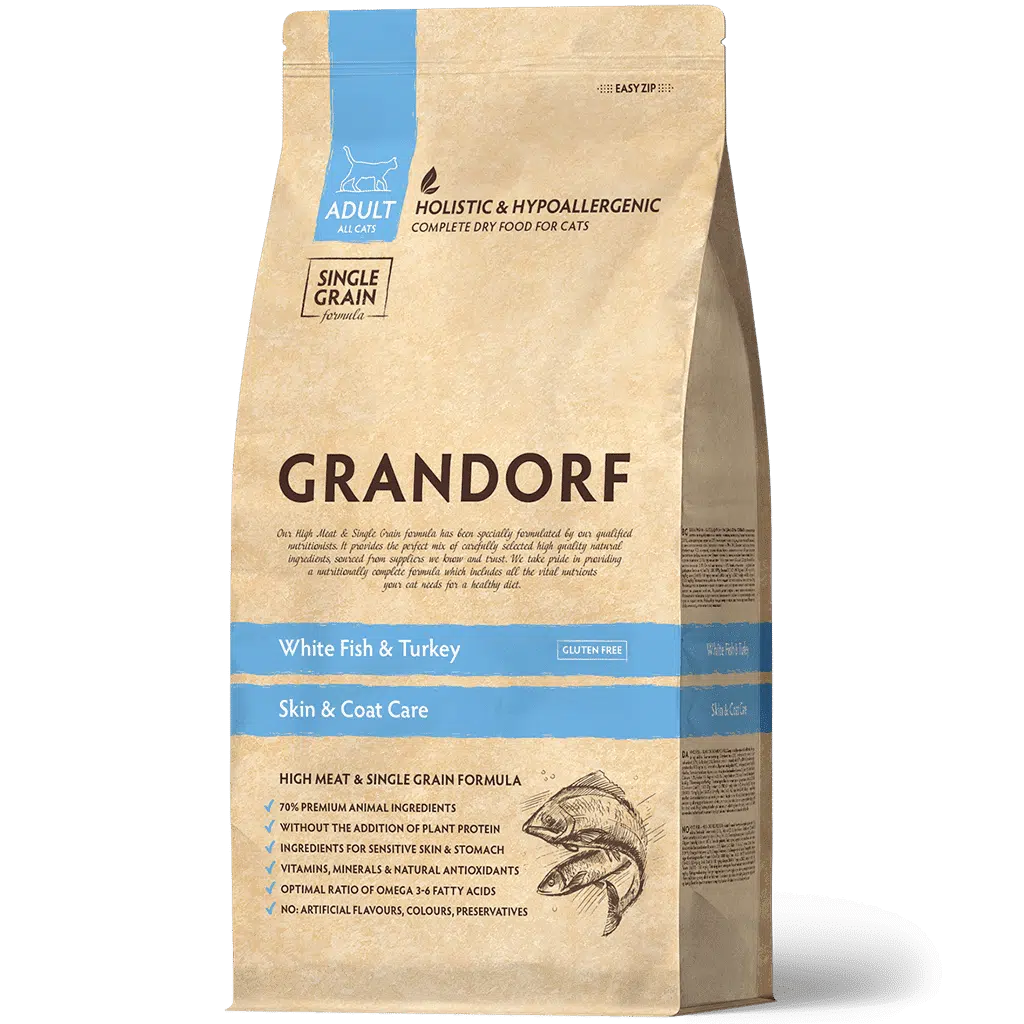 גרנדורף לחתול אינדור דגים לבנים והודו 2 ק"ג