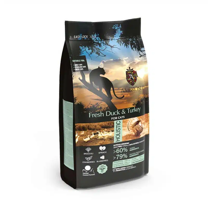 אמברוסיה חתול 5 ק"ג מעוקר ברווז והודו Ambrosia