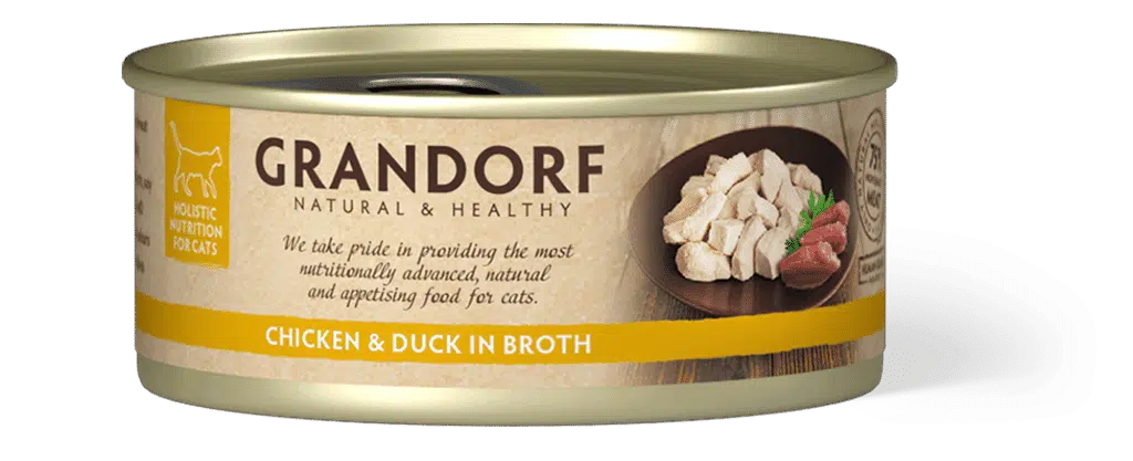 גרנדורף מעדן לחתול חזה עוף ופילה ברווז 70 גרם