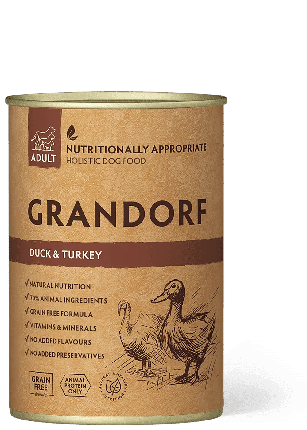 גרנדורף שימור לכלב ברווז והודו 400 גרם