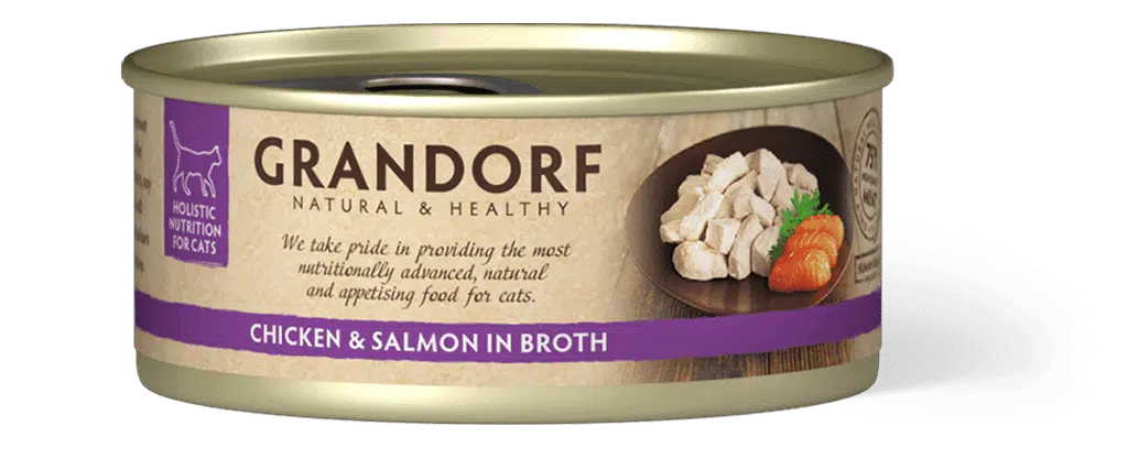 גרנדורף מעדן לחתול חזה עוף וסלמון 70 גרם