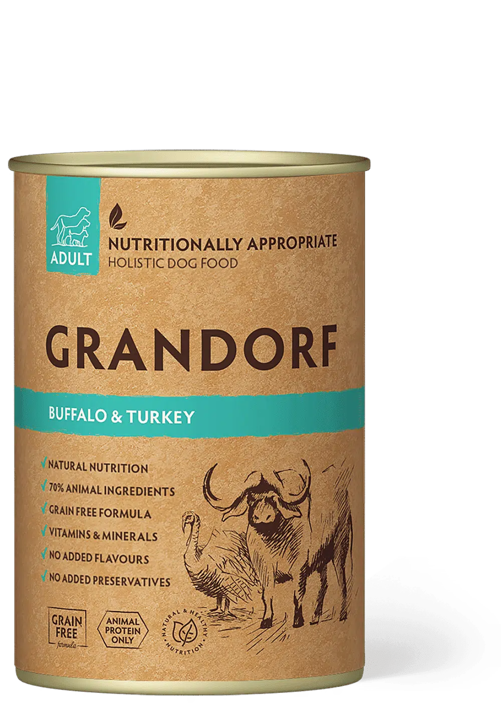 גרנדורף שימור לכלב באפלו והודו 400 גרם