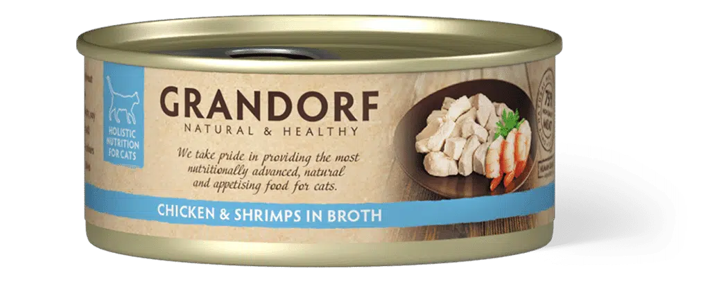 גרנדורף מעדן לחתול חזה עוף ושרימפס 70 גרם