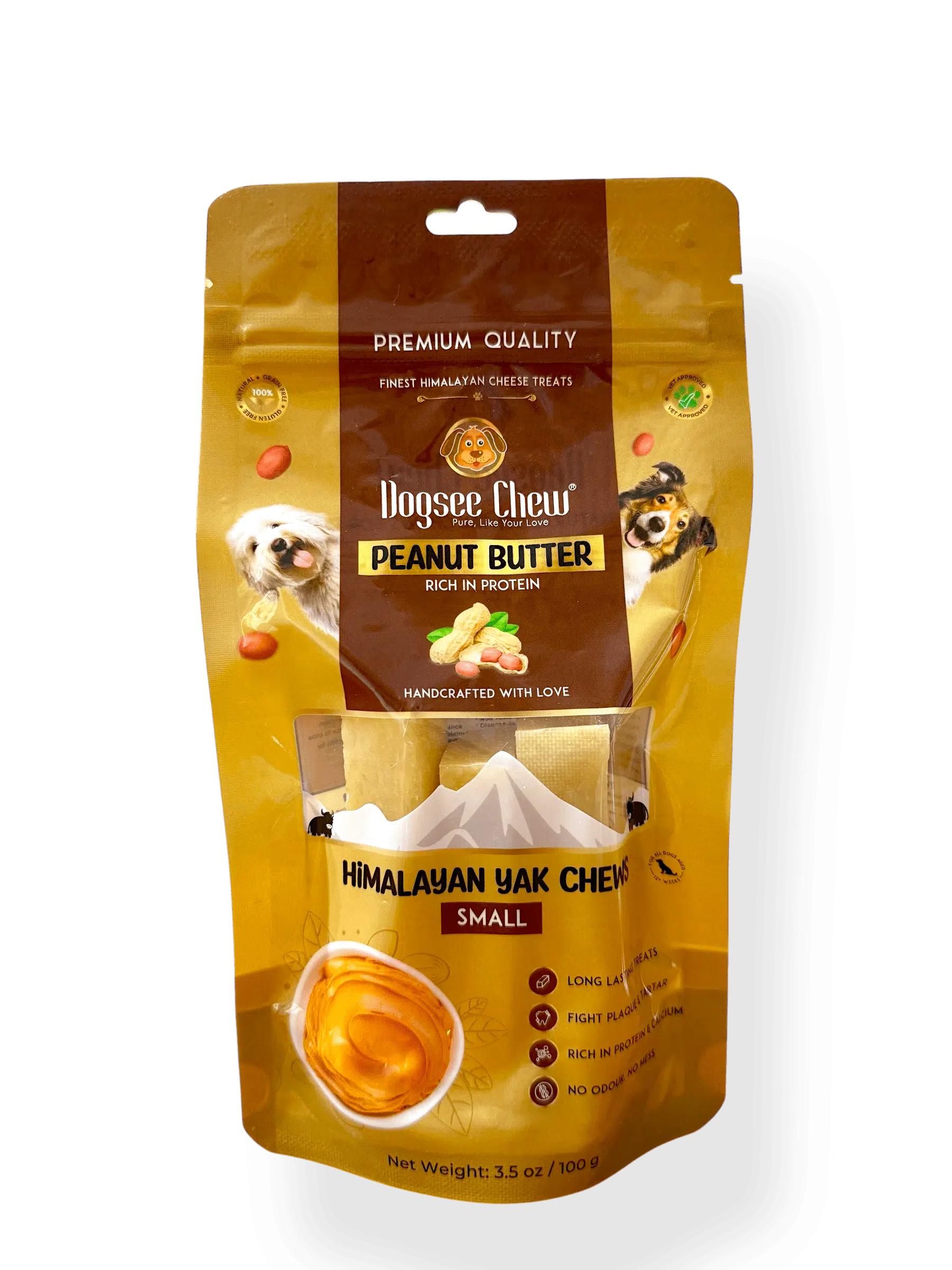 Dogsee עצם חלב יאק 100 גרם מידה S בטעם חמאת בוטנים