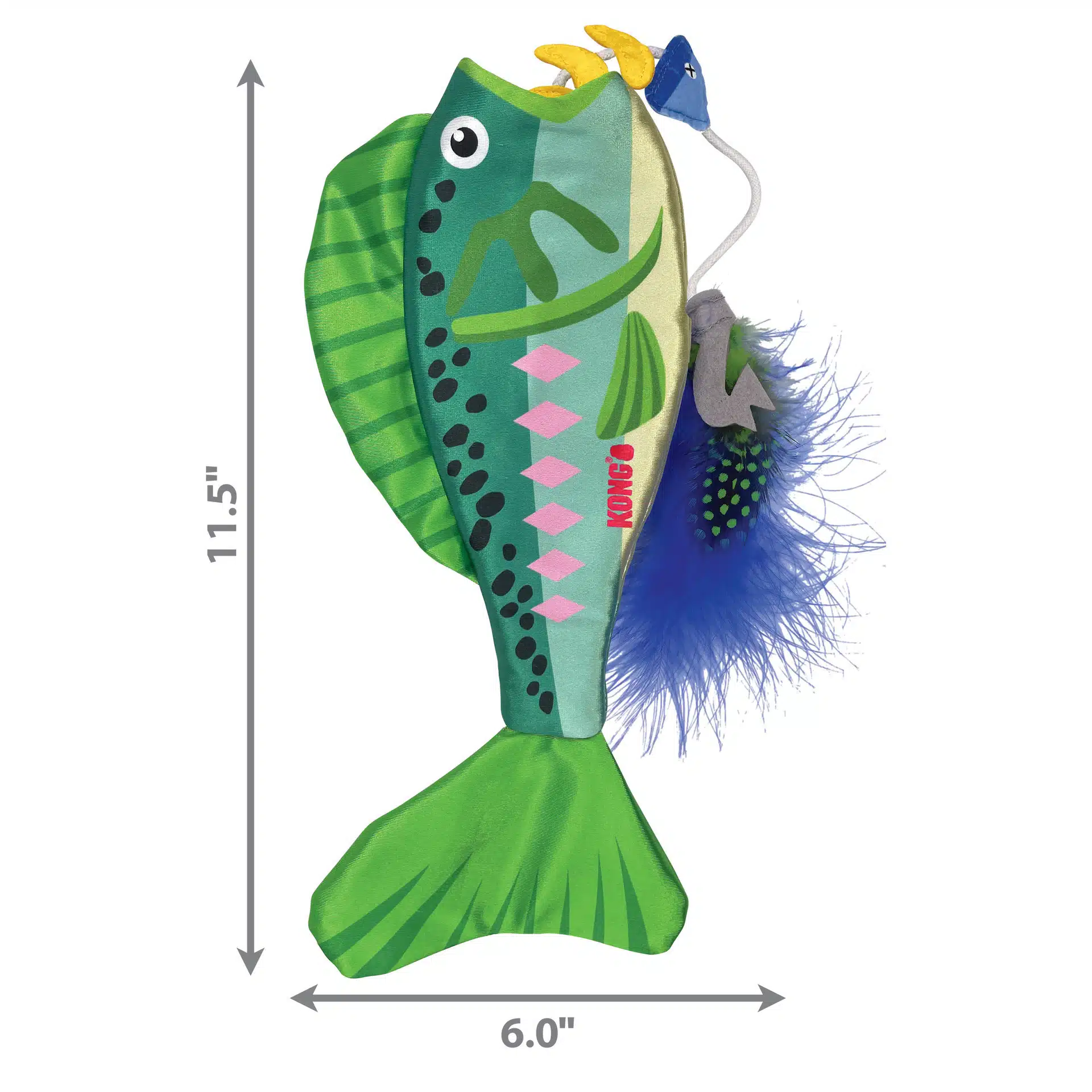 צעצוע לחתול וורנגלר אנגלר דג בולע נוצה KONG מידות