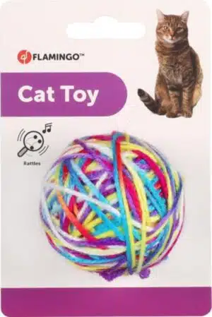 צעצוע כדור חוטים צבעוני מרשרש לחתול 6 ס"מ FLAMINGO