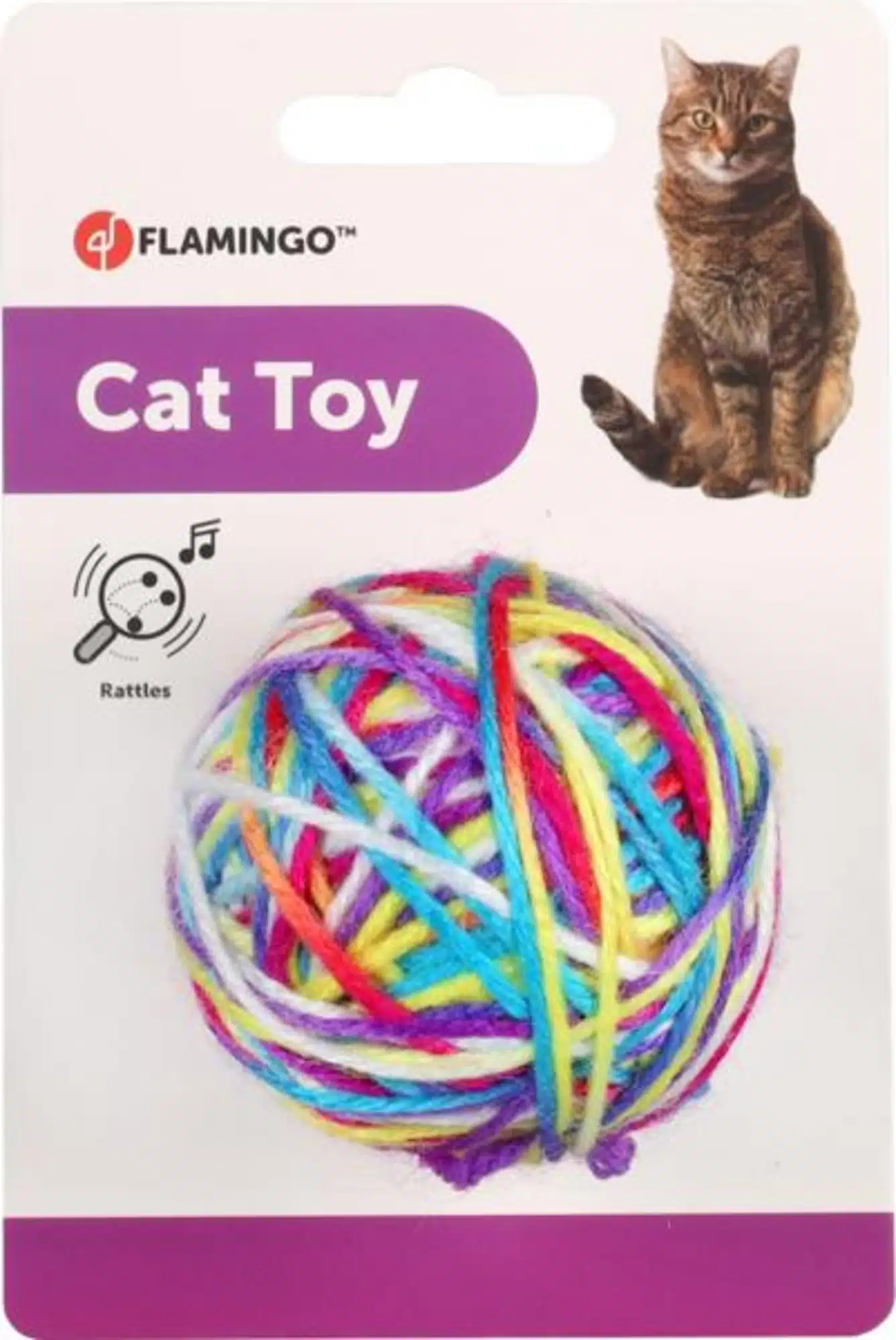 צעצוע כדור חוטים צבעוני מרשרש לחתול 6 ס"מ FLAMINGO