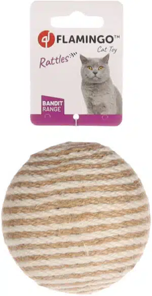צעצוע כדור חבל יוטה מרשרש לחתול FLAMINGO