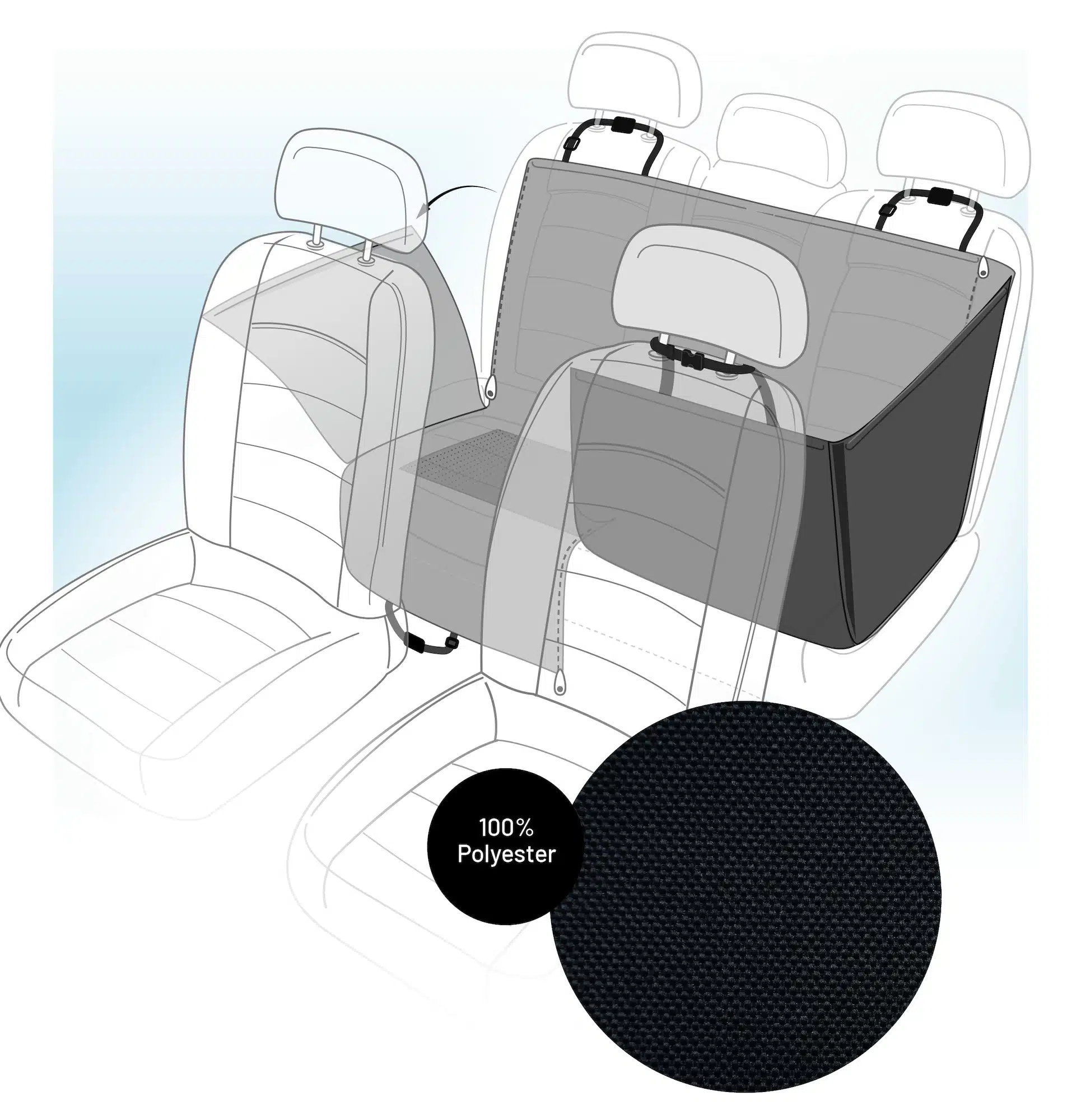 כיסוי מושב אחורי לרכב לכלבים סגנון ערסל FLAMINGO תמונה ראשית