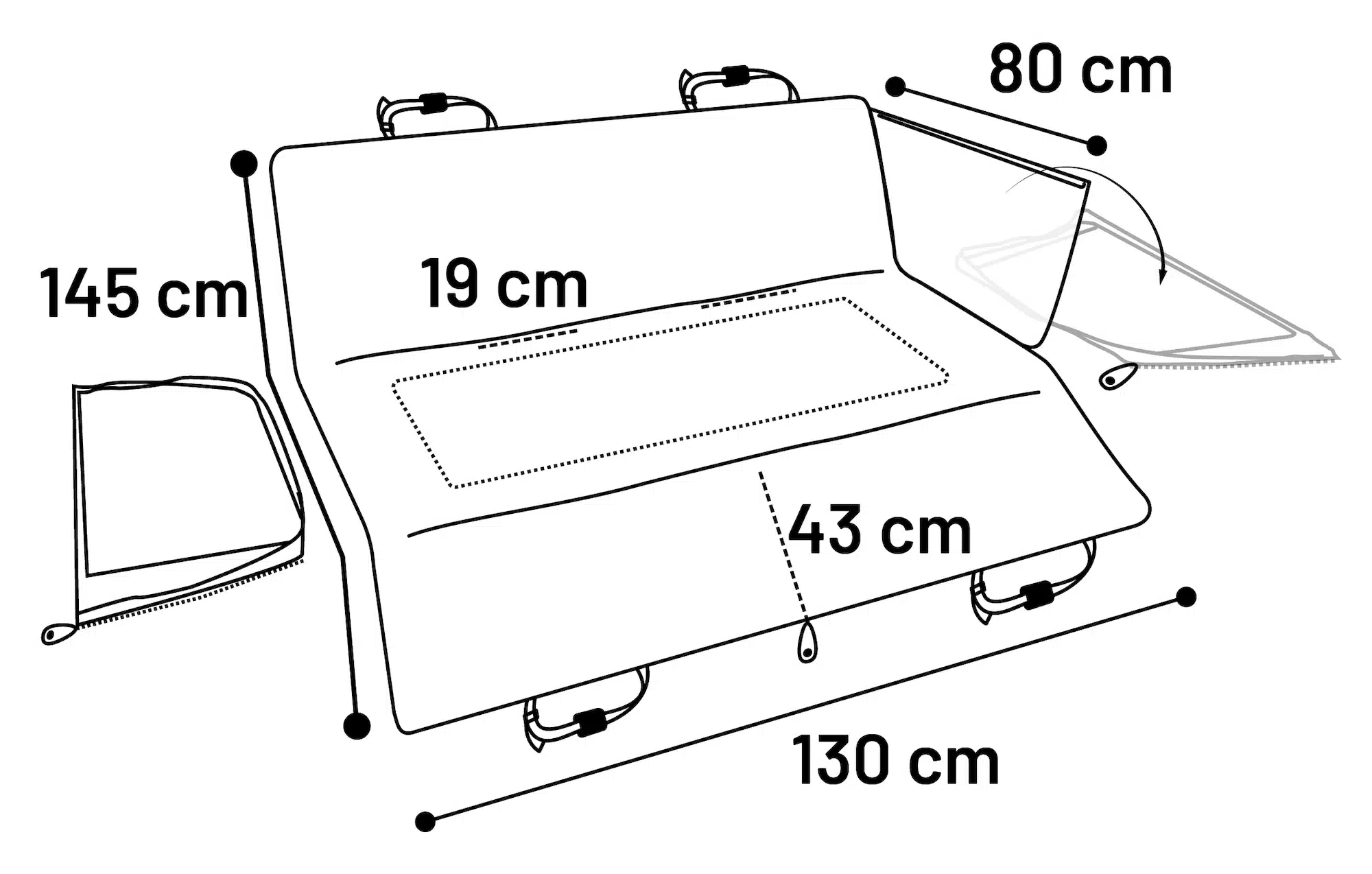 כיסוי מושב אחורי לרכב לכלבים סגנון ערסל FLAMINGO מידות