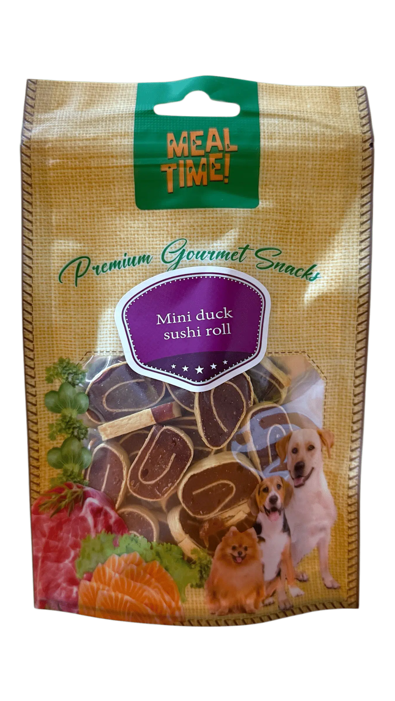 חטיף לכלב מיני סושי ברווז ובקלה 60 גרם Meal Time