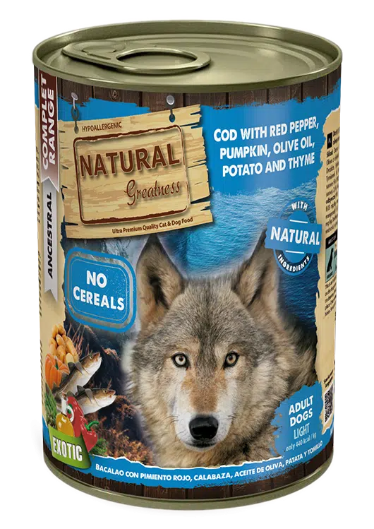 Natural Greatness שימור לייט לכלב דג קוד ופלפל אדום 390 גרם