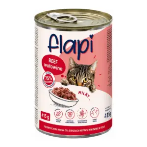 פחית Flapi נתחים ברוטב בטעם בקר לחתול 415 גרם