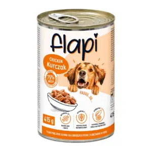 פחית Flapi נתחים ברוטב בטעם עוף לכלב 415 גרם