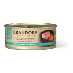 פחית Grandorf טונה וסלמון בציר לחתול 70 גרם